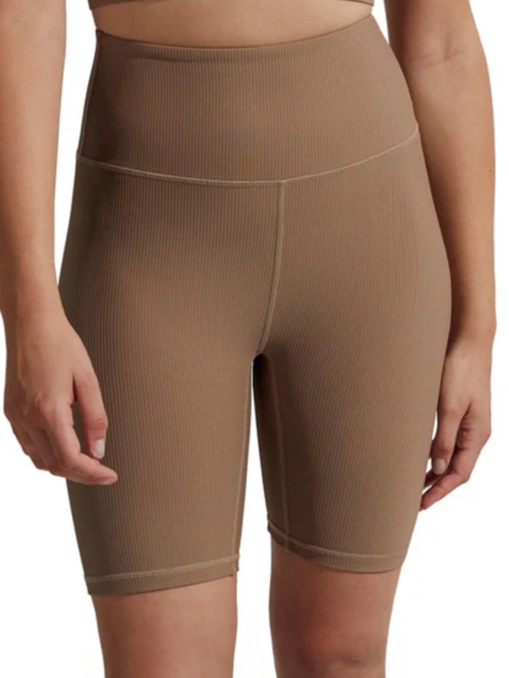 NWOT Varley Lets Move Ribbed Bike Short in color Taupe Stone